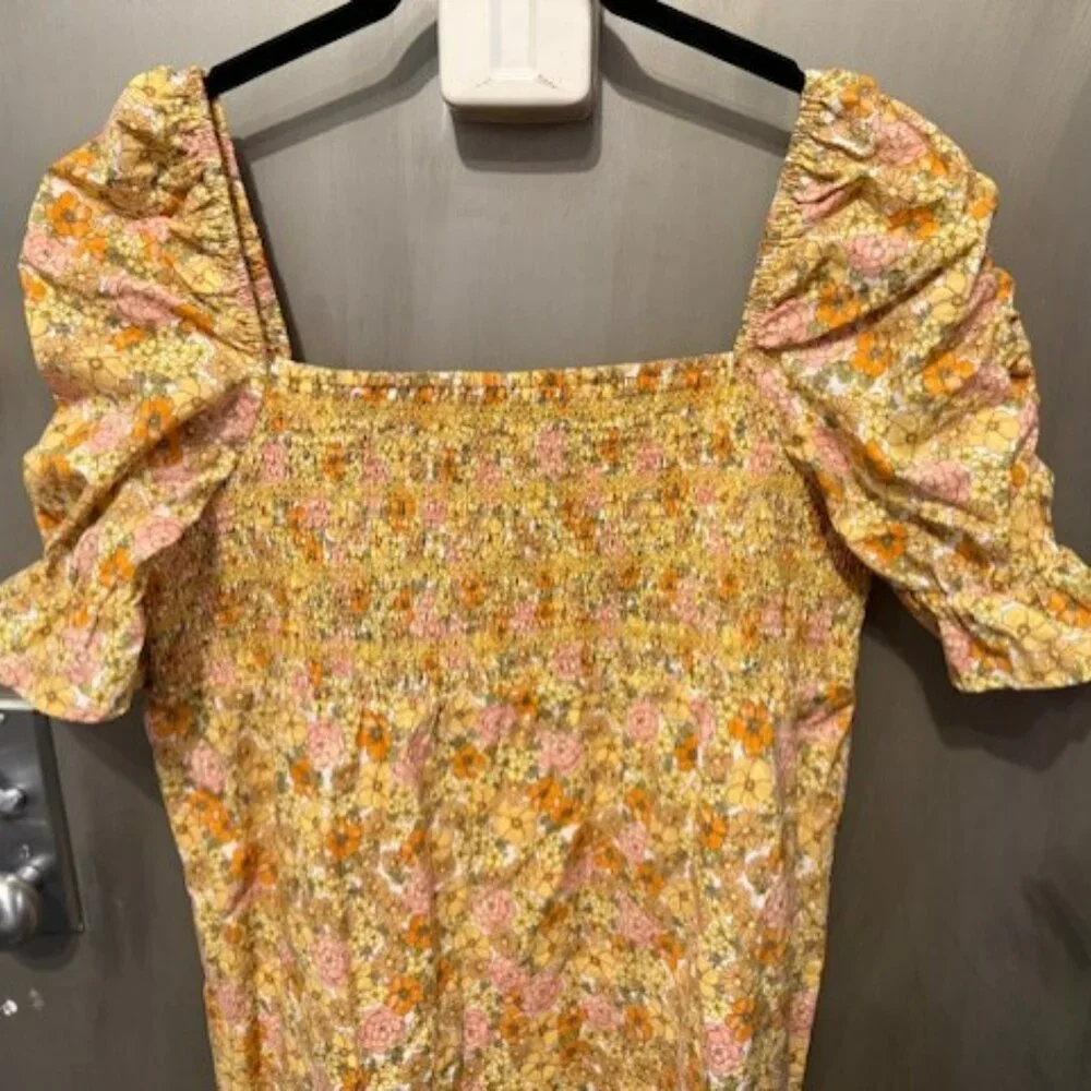 Retro & Other Stories cotton floral printed smock mini dress in multi - Picture 11 of 16